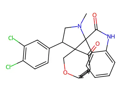 4'-(3,4-dichlorophenyl)-1'-methyl-1'',2,2'',4-tetrahydrodispiro[1-benzopyran-3,3'-pyrrolidine-2',3''-indole]-2'',4-dione structure