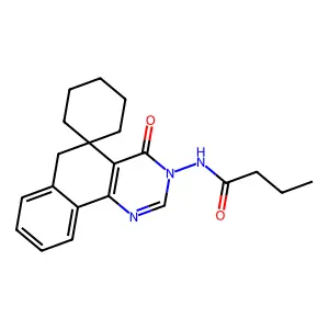 N-(4-oxospiro[6H-benzo[h]quinazoline-5,1'-cyclohexane]-3-yl)butanamide structure