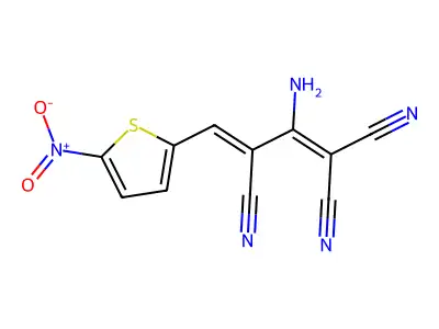 2-Amino-3-[(5-nitro-2-thienyl)methylene]-1-propene-1,1,3-tricarbonitrile structure