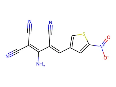 2-Amino-4-(5-nitrothiophen-3-yl)buta-1,3-diene-1,1,3-tricarbonitrile structure