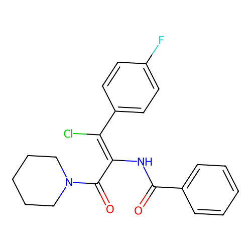 N-[1-chloro-1-(4-fluorophenyl)-3-oxo-3-piperidin-1-ylprop-1-en-2-yl]benzamide structure