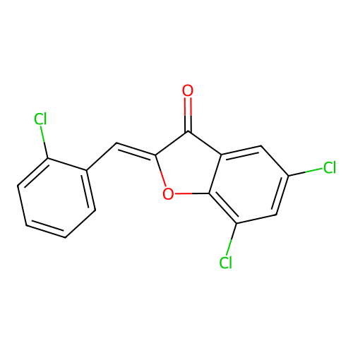 5,7-dichloro-2-(2-chlorobenzylidene)-1-benzofuran-3(2H)-one structure