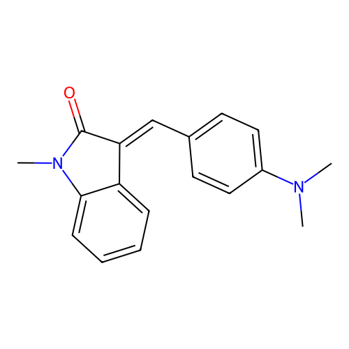 (E)-1-Methyl-3-(4-dimethylaminobenzylidene)indoline-2-one structure