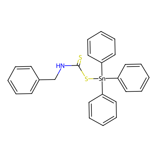 triphenylstannyl N-benzylcarbamodithioate structure