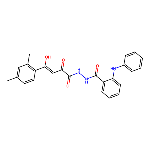 2-anilino-N'-[(Z)-4-(2,4-dimethylphenyl)-4-hydroxy-2-oxobut-3-enoyl]benzohydrazide structure