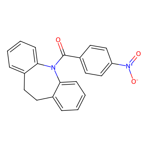 10,11-dihydro-5H-dibenzo[b,f]azepin-5-yl(4-nitrophenyl)methanone structure