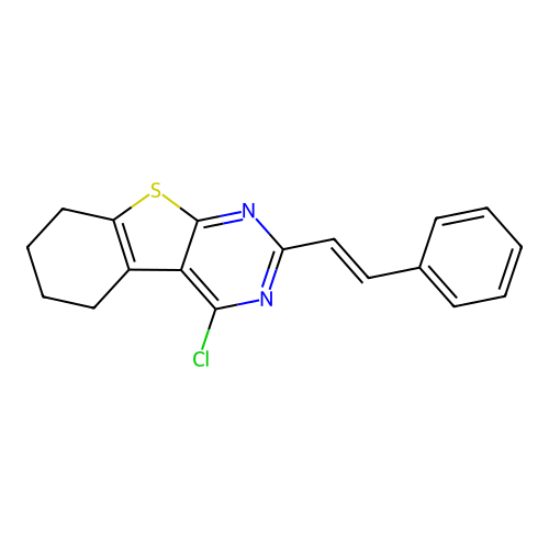 4-Chloro-2-[2-phenylvinyl]-5,6,7,8-tetrahydro[1]benzothieno[2,3-d]pyrimidine structure