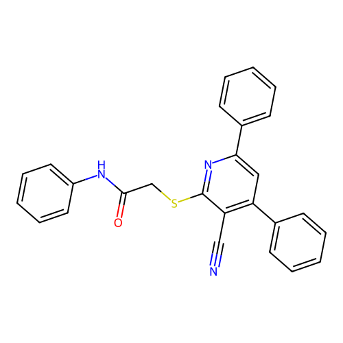 2-((3-Cyano-4,6-diphenylpyridin-2-yl)thio)-N-phenylacetamide structure