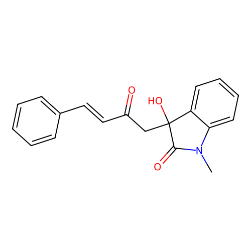 (E)-3-hydroxy-1-methyl-3-(2-oxo-4-phenylbut-3-en-1-yl)indolin-2-one structure