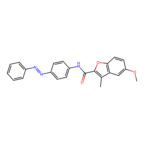 2-Benzofurancarboxamide, 5-methoxy-3-methyl-N-[4-(2-phenyldiazenyl)phenyl]- structure