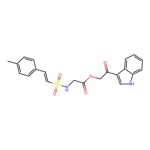 2-(1H-indol-3-yl)-2-oxoethyl 2-[2-(4-methylphenyl)ethenesulfonamido]acetate structure