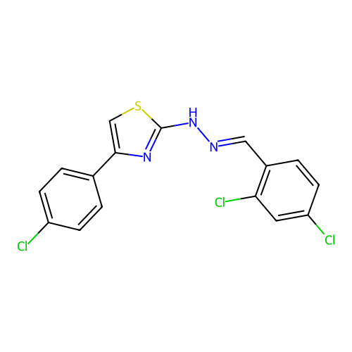 4-(4-chlorophenyl)-2-[(2E)-2-(2,4-dichlorobenzylidene)hydrazinyl]-1,3-thiazole structure