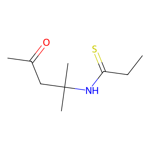 N-(2-methyl-4-oxopentan-2-yl)propanethioamide structure