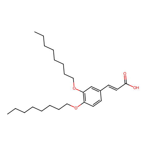 (2E)-3-[3,4-bis(octyloxy)phenyl]prop-2-enoic acid structure