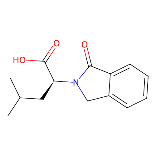 (S)-4-methyl-2-(1-oxoisoindolin-2-yl)pentanoic acid structure