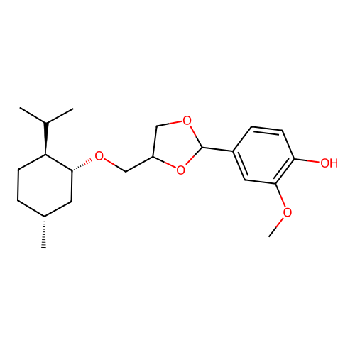 Vanillin 3-(l-menthoxy)propane-1,2-diol acetal structure