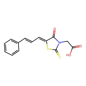 2-((Z)-4-oxo-5-((E)-3-phenylallylidene)-2-thioxothiazolidin-3-yl)acetic acid structure