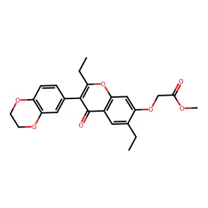 methyl {[3-(2,3-dihydro-1,4-benzodioxin-6-yl)-2,6-diethyl-4-oxo-4H-chromen-7-yl]oxy}acetate structure