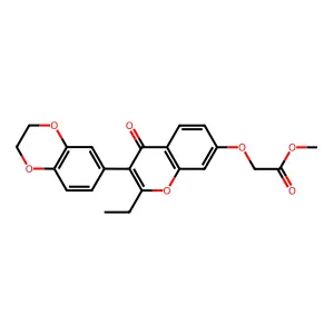 methyl 2-((3-(2,3-dihydrobenzo[b][1,4]dioxin-6-yl)-2-ethyl-4-oxo-4H-chromen-7-yl)oxy)acetate structure