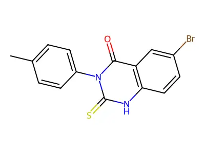 6-bromo-3-(4-methylphenyl)-2-sulfanylidene-1H-quinazolin-4-one structure