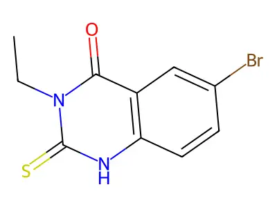 6-bromo-3-ethyl-2-mercaptoquinazolin-4(3H)-one structure
