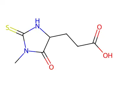 1-Methyl-5-oxo-2-thioxo-4-imidazolidinepropanoic acid structure