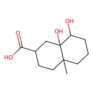 8,8a-Dihydroxy-4a-methyl-1,2,3,4,5,6,7,8-octahydronaphthalene-2-carboxylic acid structure