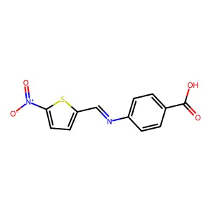 4-[(5-Nitrothiophen-2-yl)methylideneamino]benzoic acid structure