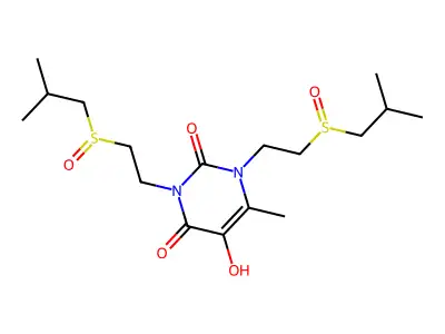 1,3-Bis(isobutylsulfinylethyl)-5-hydroxy-6-methyluracil structure