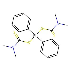 [dimethylcarbamothioylsulfanyl(diphenyl)plumbyl] N,N-dimethylcarbamodithioate structure