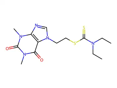 7-(2-(N,N-Diethyldithiocarbamoyl)ethyl)-1,3-dimethylxanthine structure