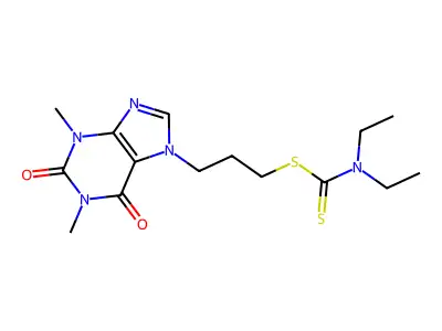 7-(3-(N,N-Diethyldithiocarbamoyl)propyl)-1,3-dimethylxanthine structure