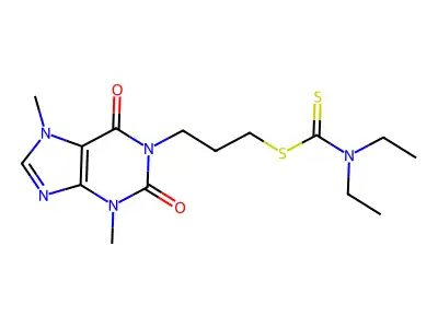 1-(3-(N,N-Diethyldithiocarbamoyl)propyl)-3,7-dimethylxanthine structure