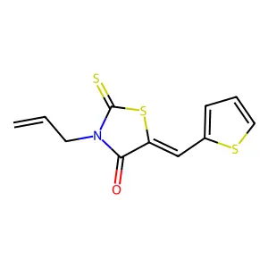 (5Z)-3-(prop-2-en-1-yl)-5-(thiophen-2-ylmethylidene)-2-thioxo-1,3-thiazolidin-4-one structure