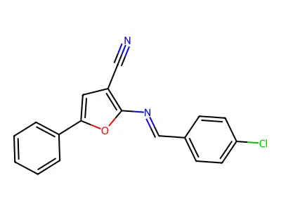 2-[(4-Chlorophenyl)methylideneamino]-5-phenylfuran-3-carbonitrile structure