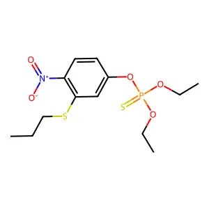 Phosphorothioic acid, O,O-diethyl O-(4-nitro-3-(propylthio)phenyl) ester structure
