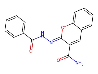 (2Z)-2-[(phenylformamido)imino]-2H-chromene-3-carboxamide structure