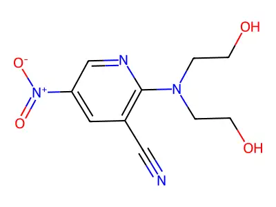 2-[Bis(2-hydroxyethyl)amino]-5-nitropyridine-3-carbonitrile structure