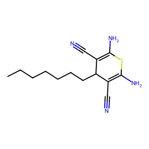 2,6-diamino-4-heptyl-4H-thiopyran-3,5-dicarbonitrile structure