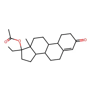 17-Hydroxy-19-nor-17-alpha-pregn-4-en-3-one acetate structure
