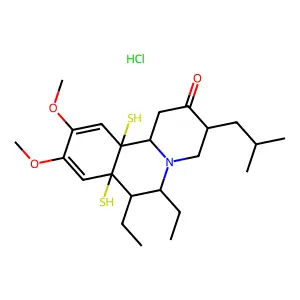 2H-Benzo(a)quinolizine, 1,3,4,6,7,11b-hexahydro-2,2-(diethylthio)-9,10-dimethoxy-3-(2-methylpropyl)-, hydrochloride structure