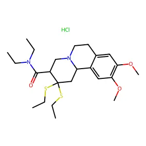 2H-Benzo(a)quinolizine-3-carboxamide, 1,3,4,6,7,11b-hexahydro-2,2-bis(ethylthio)-N,N-diethyl-9,10-dimethoxy-, hydrochloride structure