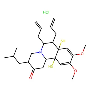 2H-Benzo(a)quinolizine, 1,3,4,6,7,11b-hexahydro-2,2-bis(2-propenylthio)-9,10-dimethoxy-3-(2-methylpropyl)-, hydrochloride structure