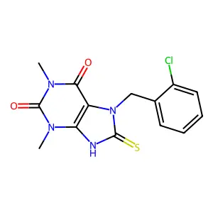 7-[(2-chlorophenyl)methyl]-1,3-dimethyl-8-sulfanylidene-9H-purine-2,6-dione structure