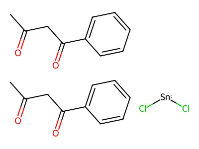 Dichlorotin;bis(1-phenylbutane-1,3-dione) structure