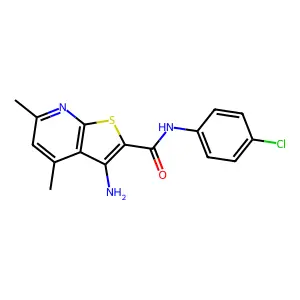 3-amino-N-(4-chlorophenyl)-4,6-dimethylthieno[2,3-b]pyridine-2-carboxamide structure