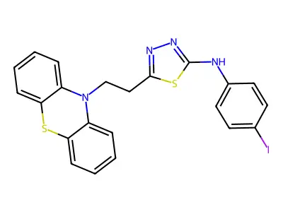 1,3,4-Thiadiazol-2-amine, N-(4-iodophenyl)-5-(2-(10H-phenothiazin-10-yl)ethyl)- structure