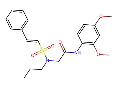 N-(2,4-dimethoxyphenyl)-2-(N-propyl-2-phenylethenesulfonamido)acetamide structure
