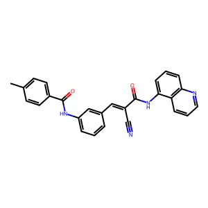 N-(3-{2-cyano-2-[(quinolin-5-yl)carbamoyl]eth-1-en-1-yl}phenyl)-4-methylbenzamide structure