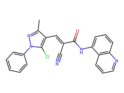 (E)-3-(5-chloro-3-methyl-1-phenylpyrazol-4-yl)-2-cyano-N-quinolin-5-ylprop-2-enamide structure